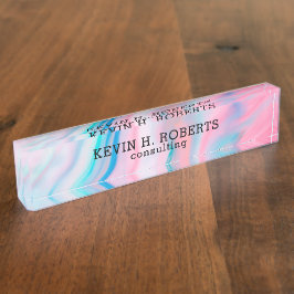 カラフルモダン石 デスクネームプレート