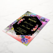 カラフルモダン結婚フローラ 箔招待状 (回転した状態)