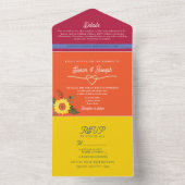 カラフルモダン結婚レトロ オールインワン招待状 (内側)