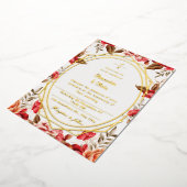 カラフルモダン結婚植物学フローラ園 箔招待状 (回転した状態)