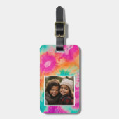 カラフルモダン絞り染め – 写真と文字 ラゲッジタグ (正面縦)