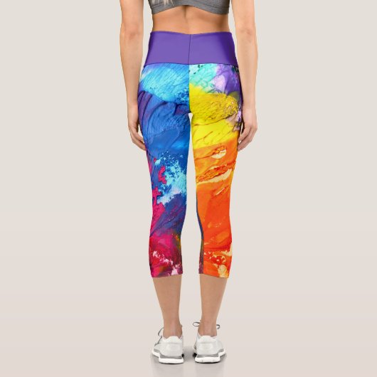 カラフルモダン絵を描抽象芸術 カプリレギンス (裏面)