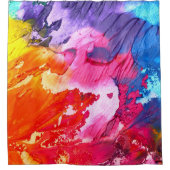 カラフルモダン絵を描抽象芸術 シャワーカーテン (正面)