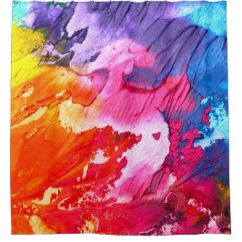 カラフルモダン絵を描抽象芸術 シャワーカーテン