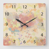 カラフルモダン絵を描抽象芸術 スクエア壁時計 (正面)