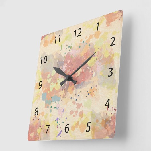 カラフルモダン絵を描抽象芸術 スクエア壁時計 (傾斜)