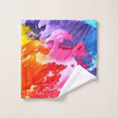 カラフルモダン絵を描抽象芸術 バスタオルセット (ウォッシュタオル)