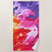 カラフルモダン絵を描抽象芸術 ビーチタオル (正面)