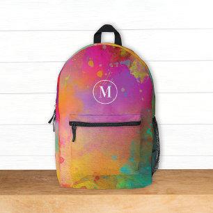 カラフルモダン絵を描画水彩画 プリントバックパック