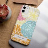 カラフルモダン花模様 iPhoneケース