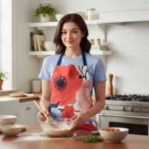 カラフルモダン赤白青水色フローラ