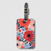 カラフルモダン赤白青水色フローラ ラゲッジタグ (正面縦)