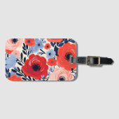 カラフルモダン赤白青水色フローラ ラゲッジタグ (正面横)