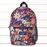 カラフルモダン野の花パーソナライズされた名 プリントバックパック<br><div class="desc">モダンWild Flowersカラフル Name Backpackはモダン水彩柄のピンク、紫、赤、オレンジ、桃、クリームと白と名パーソナライズされた前、モノグラムや文字が入ったデザイン。学校、スポーツ、ジム、旅行などに最適。©Evco Studio www.zazzle.com/store/evcostudioによる設計</div>
