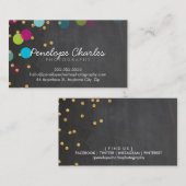 カラフルモダン金ゴールドグリッター紙吹雪黒板 名刺 (正面/裏面)