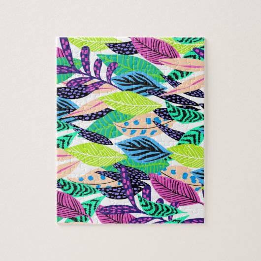 カラフルモダン離れ林の紋様 ジグソーパズル (縦)