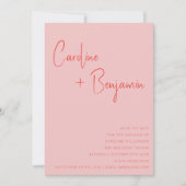 カラフルモダンBoho Pink Redスクリプ結婚ト セーブザデート (正面)