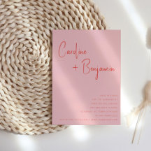 カラフルモダンBoho Pink Redスクリプ結婚ト