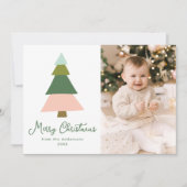 カラフルモダンChristmas Tree Photo シーズンカード (正面)