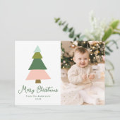 カラフルモダンChristmas Tree Photo シーズンカード (スタンド正面)