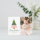 カラフルモダンChristmas Tree Photo シーズンポストカード (スタンド正面)