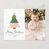 カラフルモダンChristmas Tree Photo シーズンポストカード (正面)