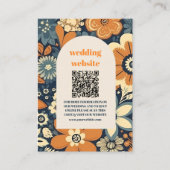 カラフルモダンGroovyレトロ70sフローラ結婚 エンクロージャーカード (正面)