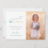 カラフルモダンHoliday Wishes家族写真 シーズンカード (正面)