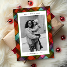 カラフルモダンPlaid写真クリスマス