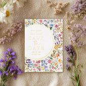 カラフルモダンWildflower Wedding Save the Date 箔招待状