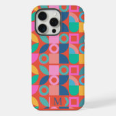 カラフルモノグラムのジオメトパーソナライズされたリ名 iPhoneケース (裏面)