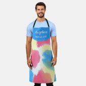 カラフルモノグラムの大人絵を描パーティー エプロン (着用した状態)