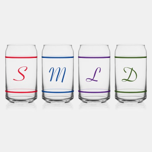 カラフルモノグラムの飲み物用品セット缶ガラス ガラス缶 (正面)