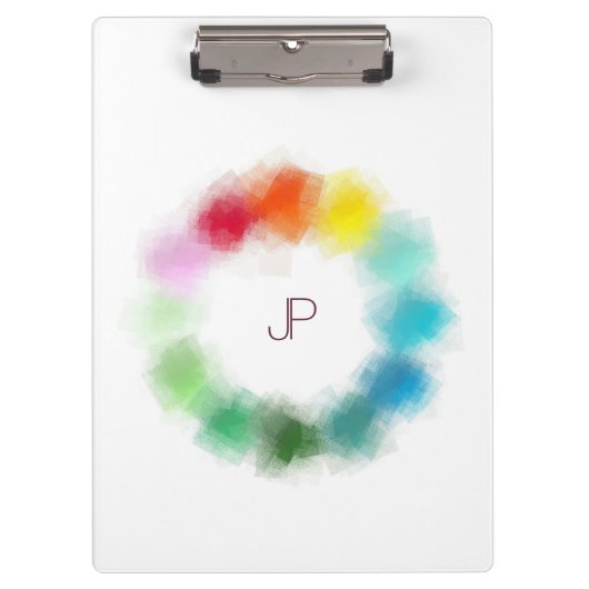 カラフルモノグラモダンムエレガント パーソナライズされた クリップボード (正面)