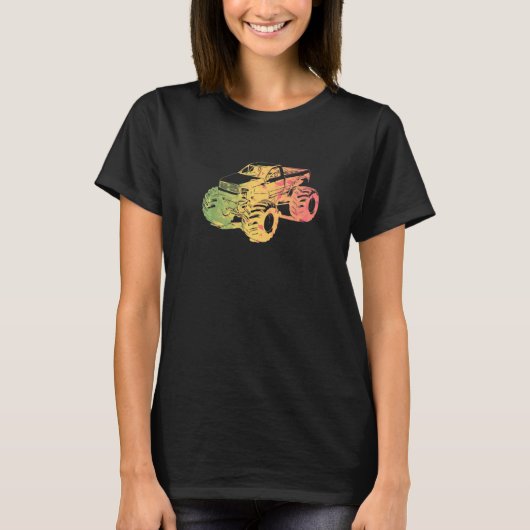 カラフルモンスタートラックアート Tシャツ (正面)