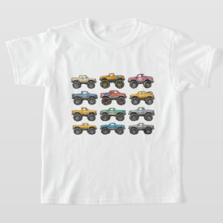 カラフルモンスタートラックグリッドキッズ Tシャツ