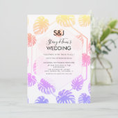 カラフルモンステラ手描きボタ結婚ニー カード (スタンド正面)