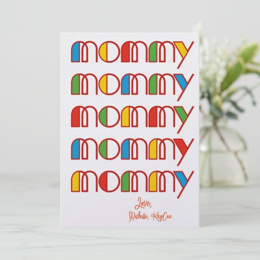 カラフルモーミー重カスタム積み重ね母のデイカード 招待状 (スタンド正面)