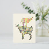 カラフルヤギおもしろいイラストレーション ポストカード (スタンド正面)