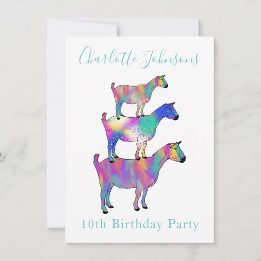 カラフルヤギかわいい動物10誕生日 (裏面)