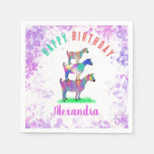 カラフルヤギパーソナライズされた子供の誕生日パーティー スタンダードカクテルナプキン (正面)