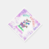 カラフルヤギパーソナライズされた子供の誕生日パーティー スタンダードカクテルナプキン (角)