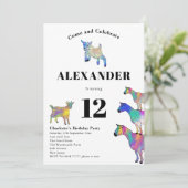 カラフルヤギ水彩12thバースデーパーティー 招待状 (スタンド正面)