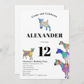 カラフルヤギ水彩12thバースデーパーティー 招待状 (正面/裏面)