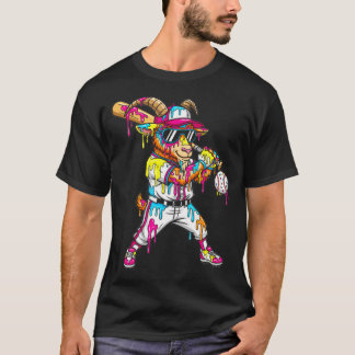 カラフルヤギ野球アイスクリームドリップ Tシャツ