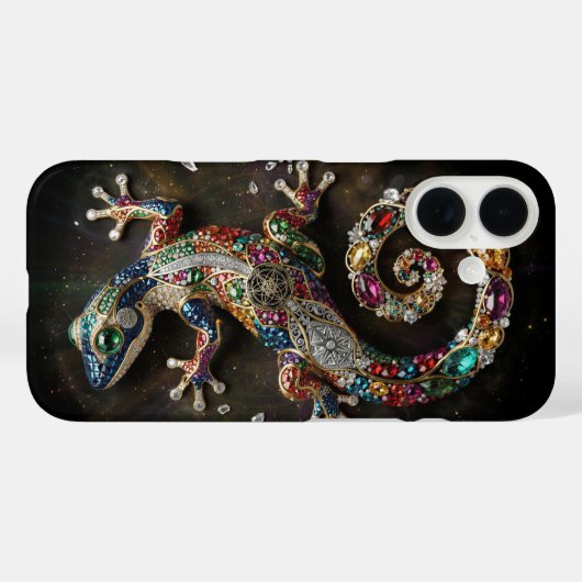 カラフルヤモリのウォールアート | 華やかなクリスタルのヤモリ | Case-Mate iPhoneケース (裏面 (横))