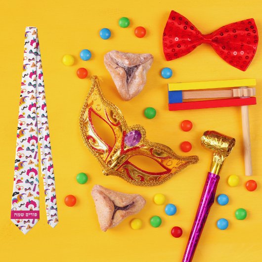 カラフルユダヤ教の休日ヘブライ語ハッピープリムタイ ネクタイ