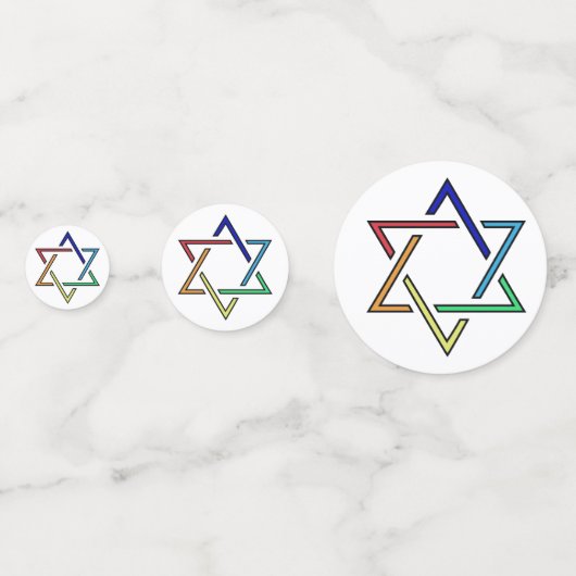 カラフルユダヤ星デザイン表紙吹雪 コンフェッティ (裏面)