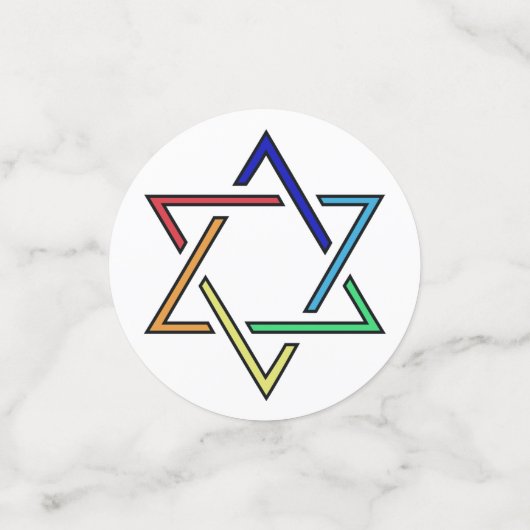 カラフルユダヤ星デザイン表紙吹雪 コンフェッティ (スモール正面)