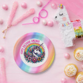 カラフルユニコーンとレインボーパーソナライズされた誕生日 ペーパープレート (パーティー)
